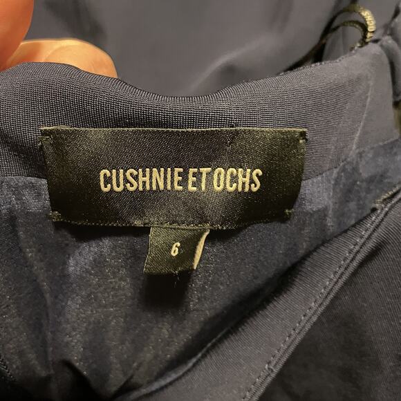 Cushnie Et Ochs Sylvia Dress Womens Size 6 Navy Blue Puff Sleeve Fitted Cocktail - Picture 3 of 7